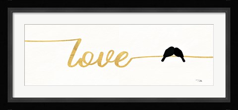 Framed Birds on Words I Gold Print