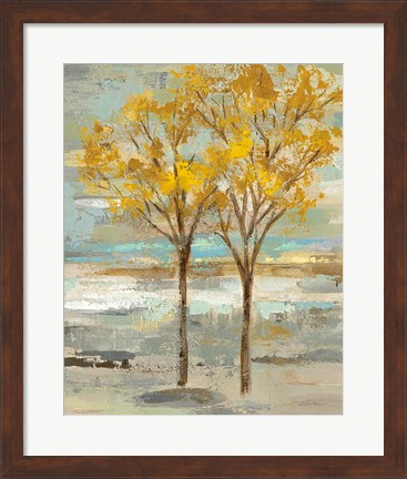 Framed Golden Tree and Fog II Print
