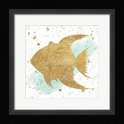 Framed Silver Sea Life Aqua Fish Print