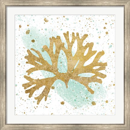 Framed Silver Sea Life Aqua Coral Print