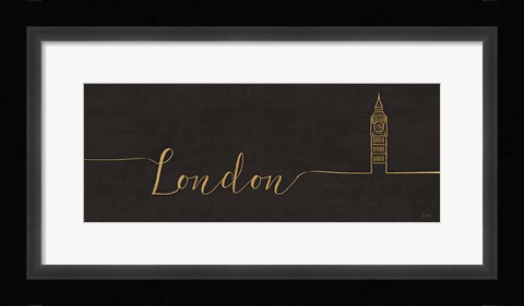 Framed Underlined Cities III Black Print