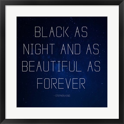 Framed Black as Night - Stephen King Quote Print