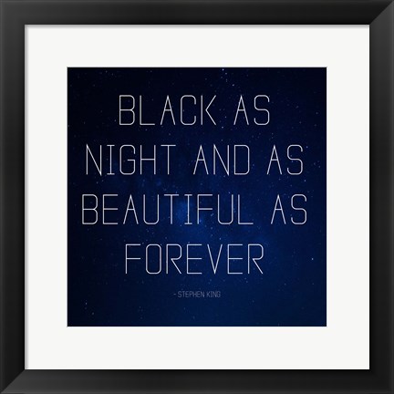 Framed Black as Night - Stephen King Quote Print