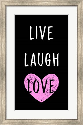 Framed Live Laugh Love - Black with Pink Heart Print