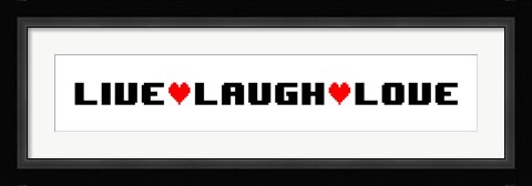 Framed Live Laugh Love -  White Panoramic Print