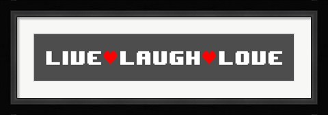 Framed Live Laugh Love -  Gray Panoramic Print