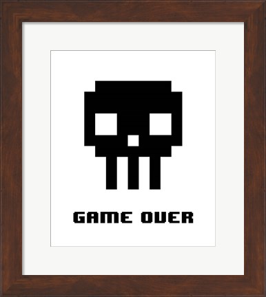 Framed Game Over  - Black Skull Print