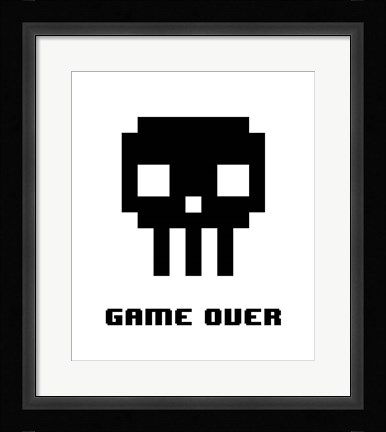 Framed Game Over  - Black Skull Print