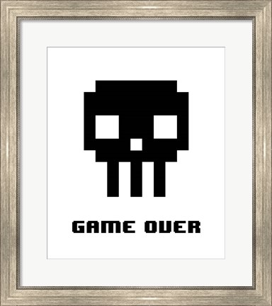 Framed Game Over  - Black Skull Print