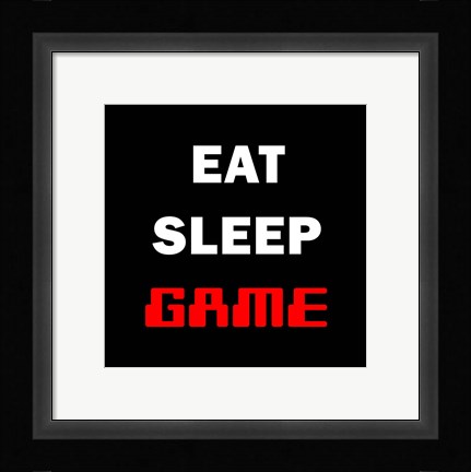 Framed Eat Sleep Game - Black Print