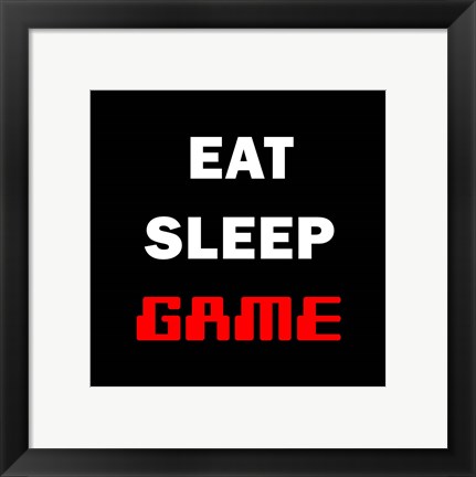 Framed Eat Sleep Game - Black Print