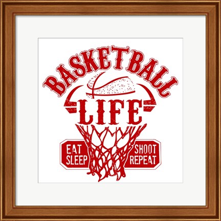 Framed Basketball Life Red Print