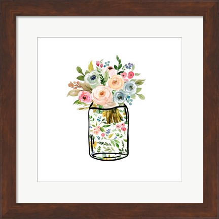 Framed Mason Jar Bouquet Print