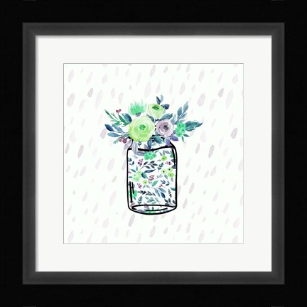 Framed Mason Jar Florals Print