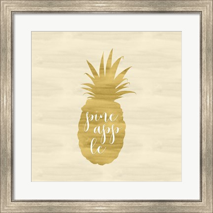 Framed Gold Pineapple Square Print