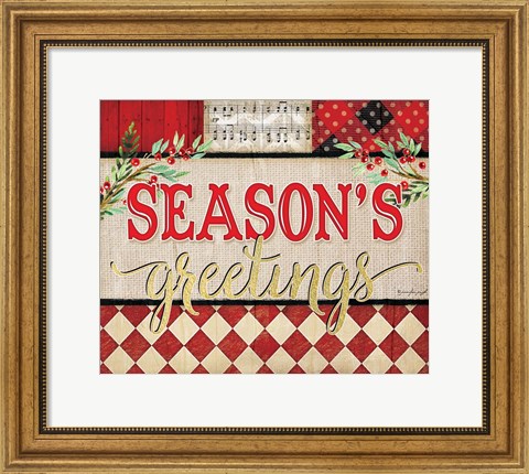 Framed Season&#39;s Greetings Plaid Print