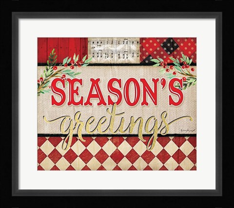 Framed Season's Greetings Plaid Print