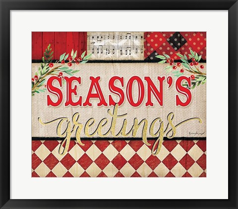 Framed Season's Greetings Plaid Print