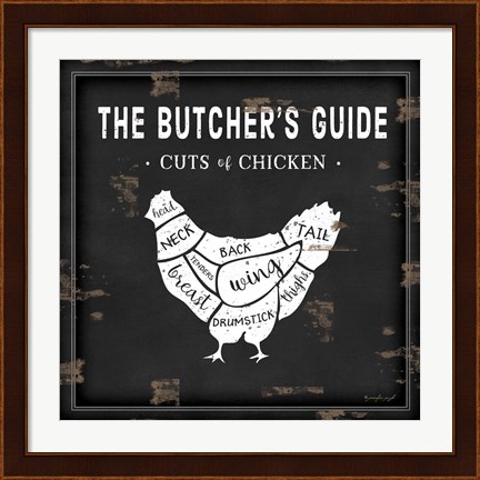 Framed Butcher&#39;s Guide Chicken Print