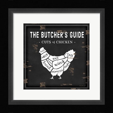 Framed Butcher's Guide Chicken Print