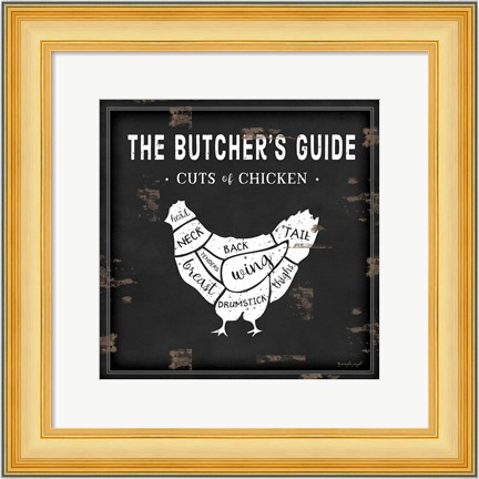 Framed Butcher&#39;s Guide Chicken Print