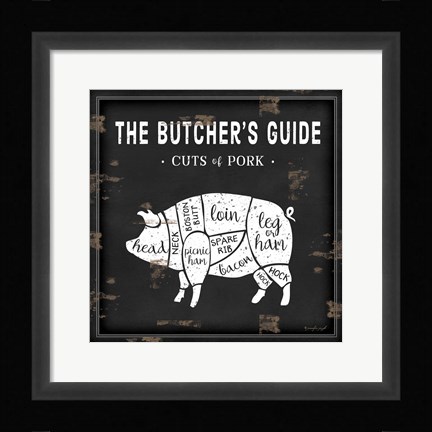 Framed Butcher's Guide Pig Print