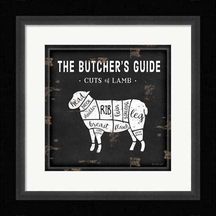 Framed Butcher's Guide Lamb Print
