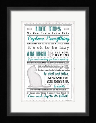 Framed Life Tips - Cats Print
