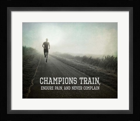 Framed Champions Train Man Black and White Print