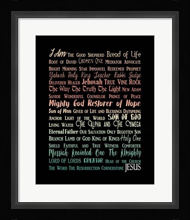 Framed Names of Jesus Rectangle Orange Ombre Text Print