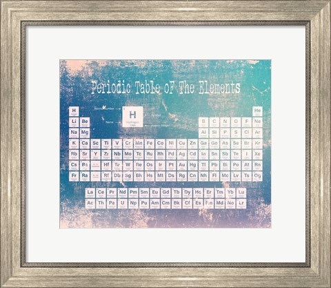 Framed Periodic Table Blue Grunge Background Print
