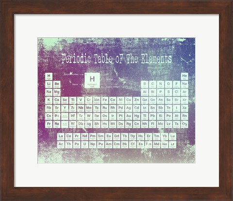 Framed Periodic Table Purple Grunge Background Print
