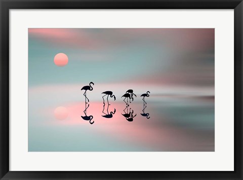 Framed Family Flamingos Print