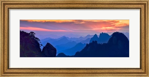 Framed Sanqing Mountain Sunset Print