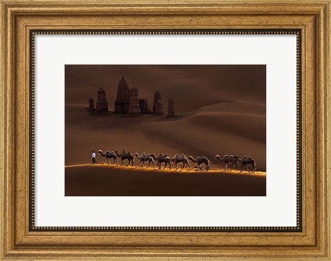 Framed Castle And Camels Print