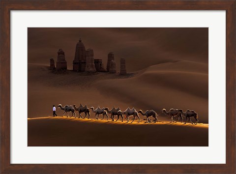 Framed Castle And Camels Print