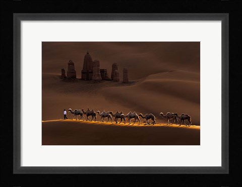 Framed Castle And Camels Print