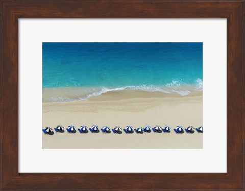 Framed Row of Beach Umbrellas Print