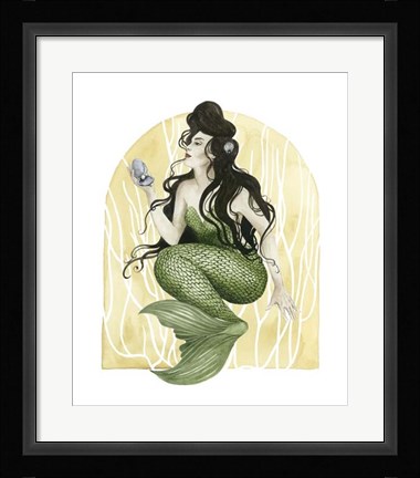Framed Deco Mermaid I Print