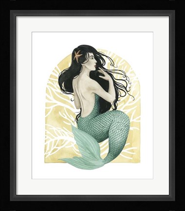 Framed Deco Mermaid II Print