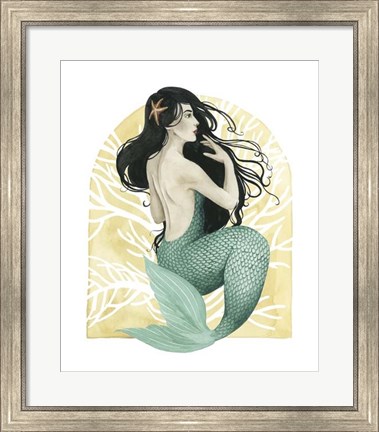 Framed Deco Mermaid II Print