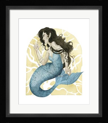 Framed Deco Mermaid III Print