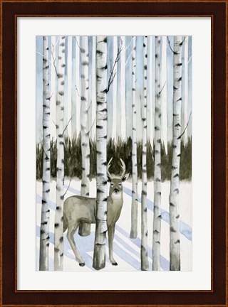 Framed Deer in Snowfall I Print