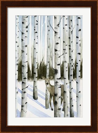 Framed Deer in Snowfall II Print