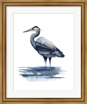 Framed Azure Heron I Print