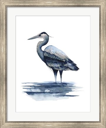 Framed Azure Heron I Print