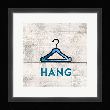 Framed Laundry Sign White Wood Background - Hang Print