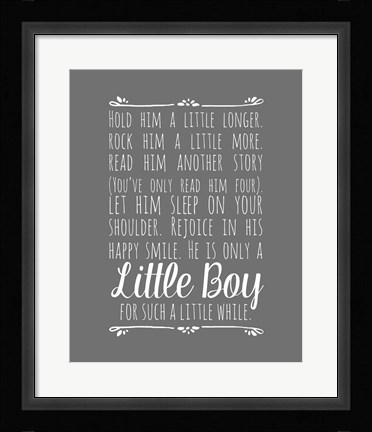 Framed Hold Him A Little Longer - Gray Print