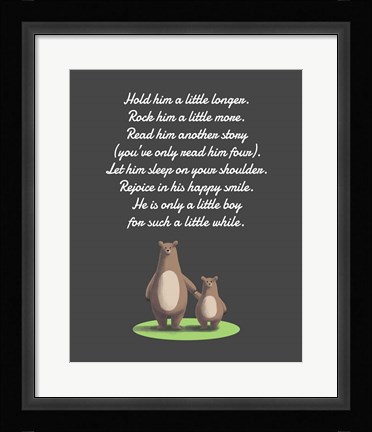 Framed Hold Him A Little Longer Bear And Cub Gray Print