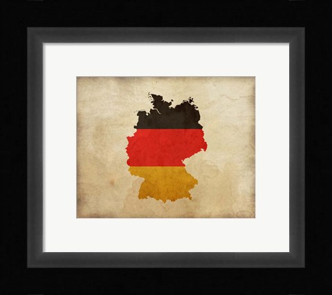 Framed Map with Flag Overlay Germany Print